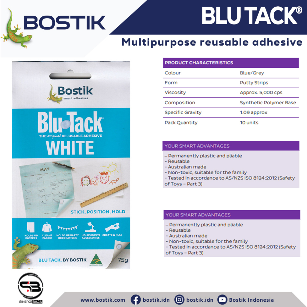 

LEM KERTAS BLU TACK BLUTACK BOSTIK AUSTRALIA WHITE