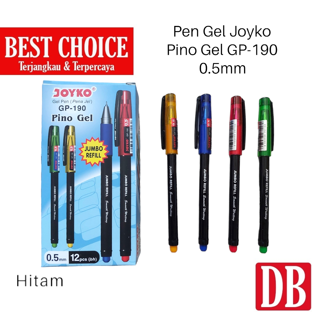 

Pulpen Gel / Ballpoint / Pulpen Joyko Pino Gel GP-190 0.5mm Hitam