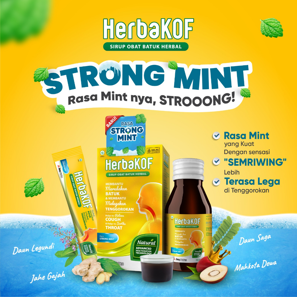 BUY 1 GET 1 FREE |1 Botol Herbakof Strong Mint 100 ml + FREE 1 Botol Herbakof Original 100ml