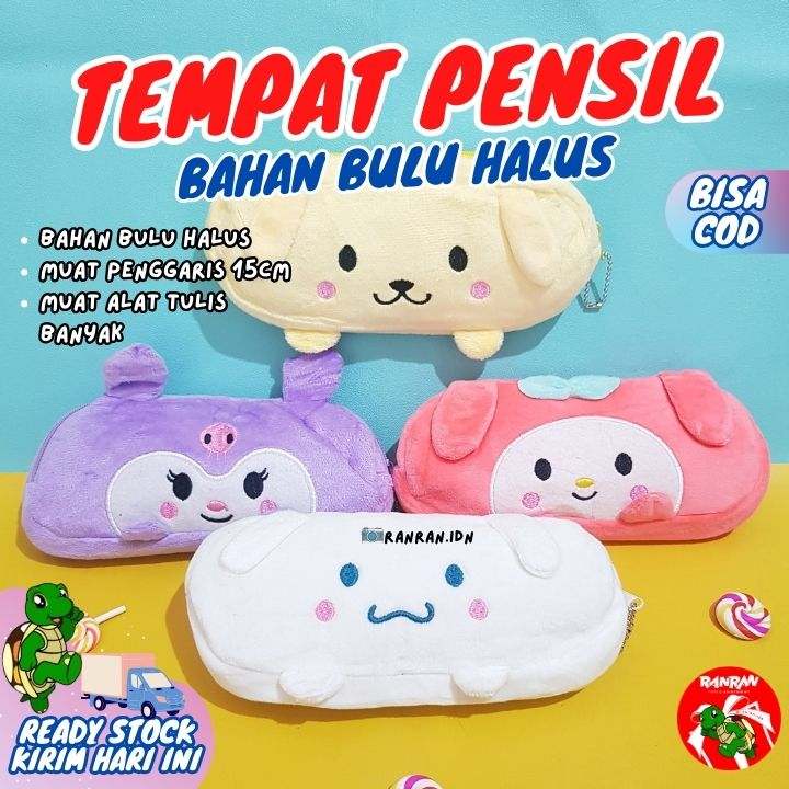 

Kotak Pensil Plushy Sanrio Tangan Kuromi Pom Purin Cinnamoroll My Melody Tempat Pensil