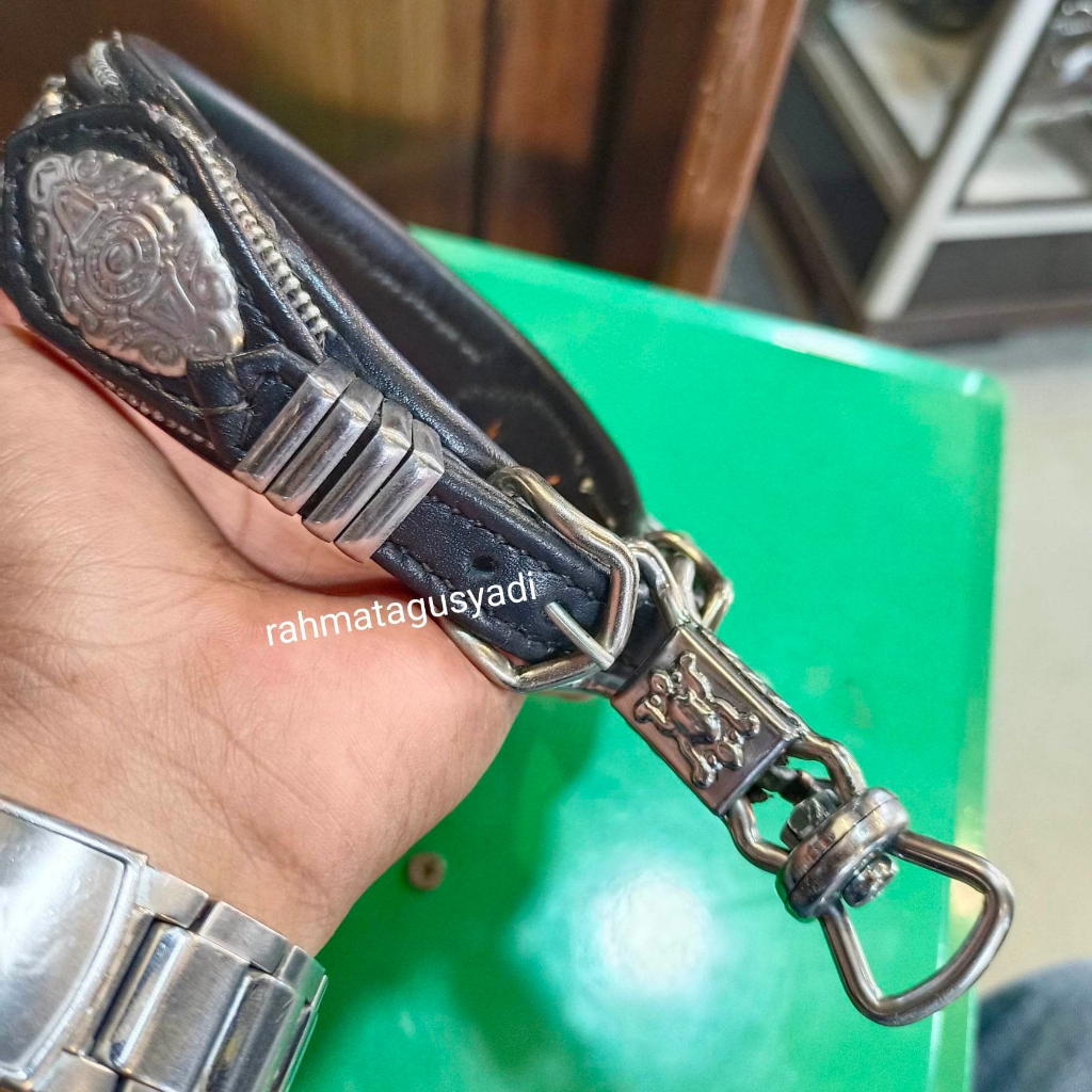 Kalung Anjing Berburu Otomatis Asli Kulit Ukuran 35 s/d 40 cm