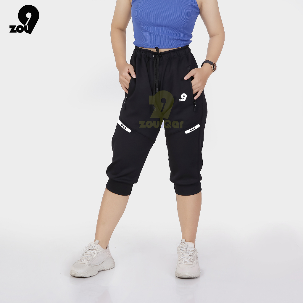 Celana Jogger Wanita Olahraga Pendek 3/4 Training Wanita Zou9 Jumbo pendek Wanita Resleting