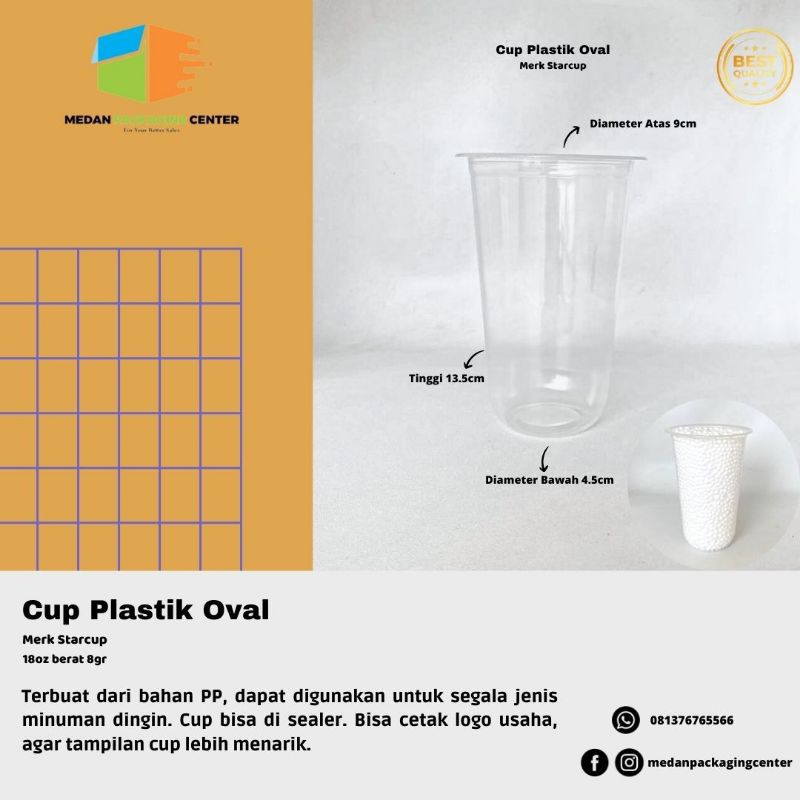 Cup Plastik PP oval  18oz StarCup / Gelas Plastik / Cup minuman