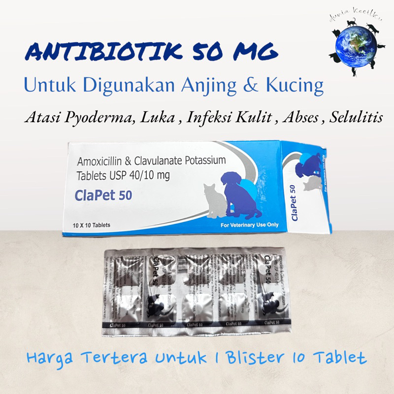 BOYS_HAND - CLAPET 50 TABLET ANTIBIOTIK KUCING ANJING OBAT INFEKSI HEWAN PELIHARAAN