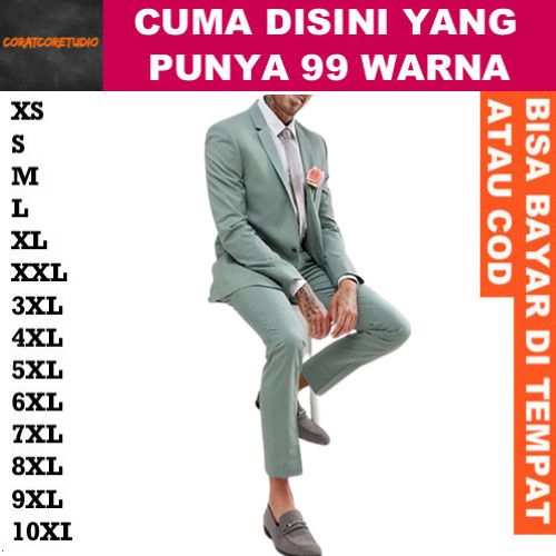 99 WARNA Blazer Cowok Jas Pria Rompi Dasi HIJAU WARDAH HIJAU SAGE HIJAU OLIVE PASTEL MUDA CERAH Slim