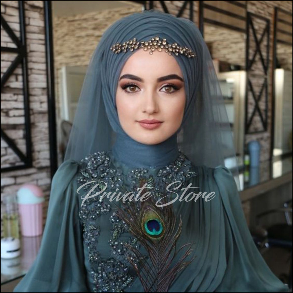 Hijab Pengantin Turki Mewah Veil Pernikahan Khas Turki Elegant Veil Adat Turki Aksesories Pernikahan