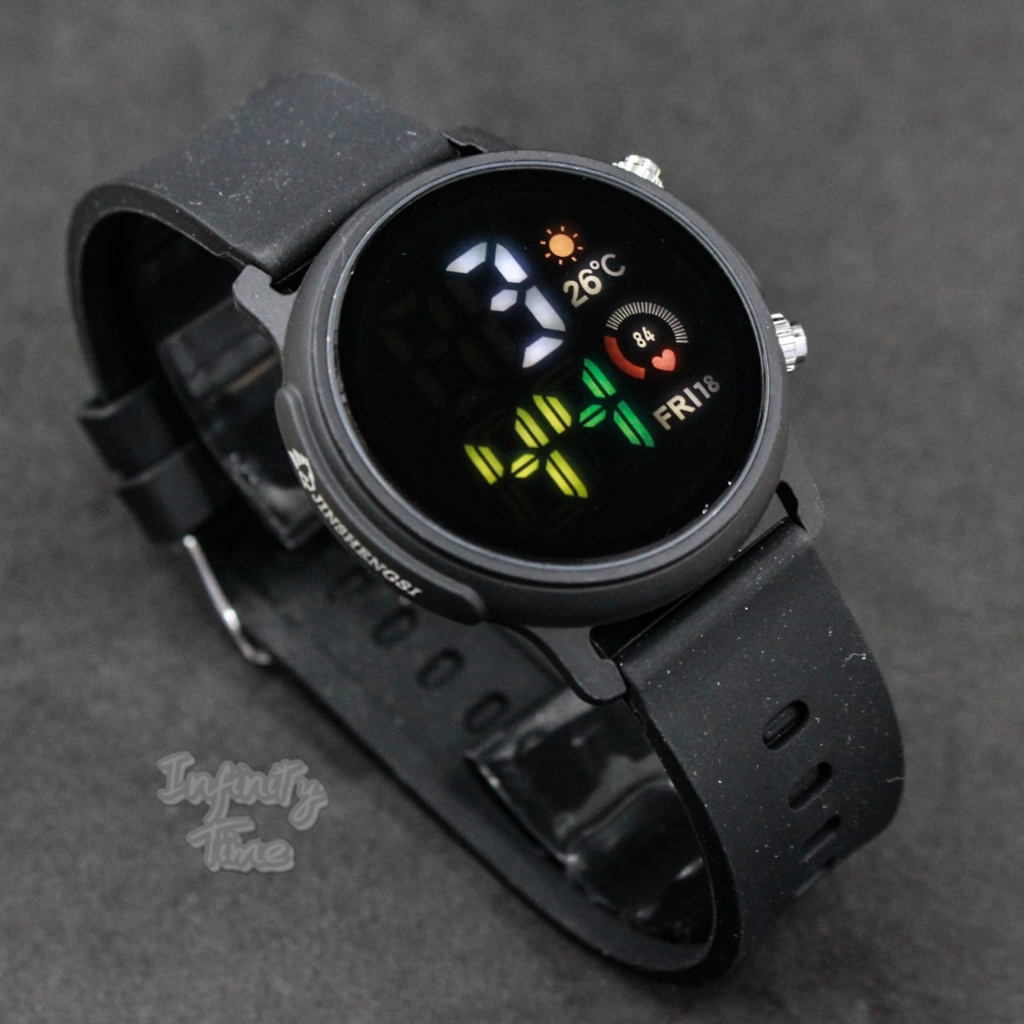 Jam Tangan LED Watch JSS-3672 Bulat Digital Strap Rubber
