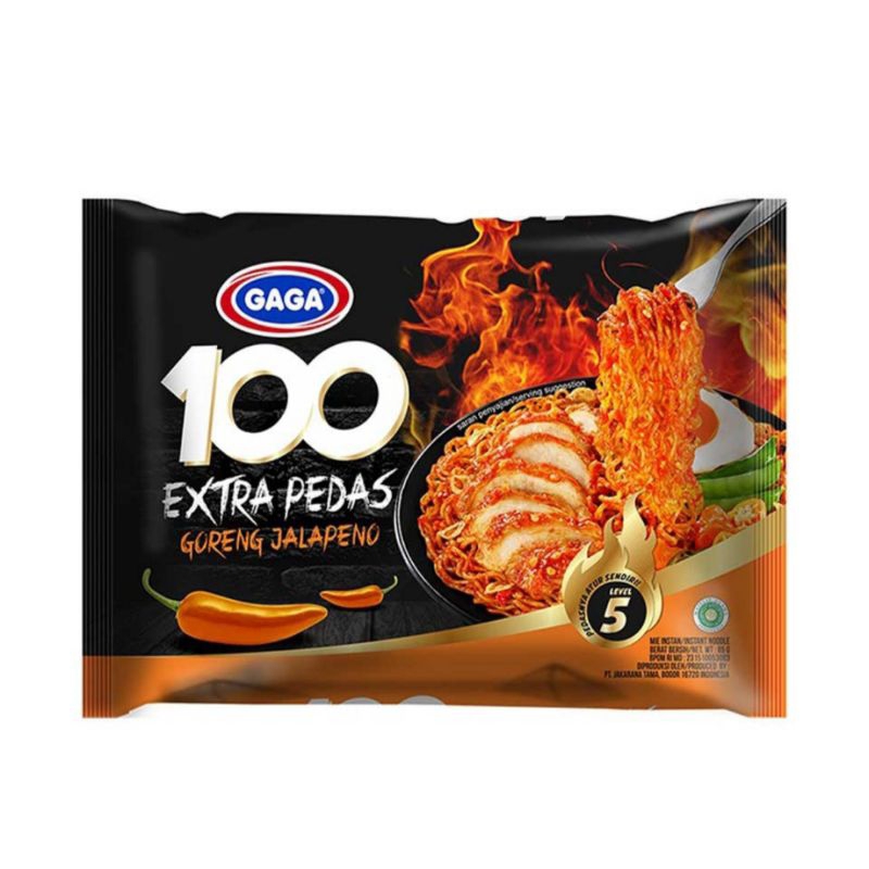 

5Pcs GAGA 100 Extra Pedas Mie Instan Goreng Jalapeno 85 g