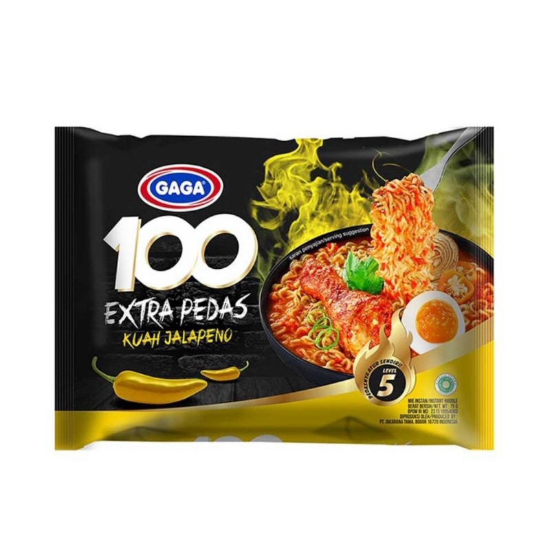 

5Pcs GAGA 100 Extra Pedas Mie Instan Kuah Jalapeno 75 g