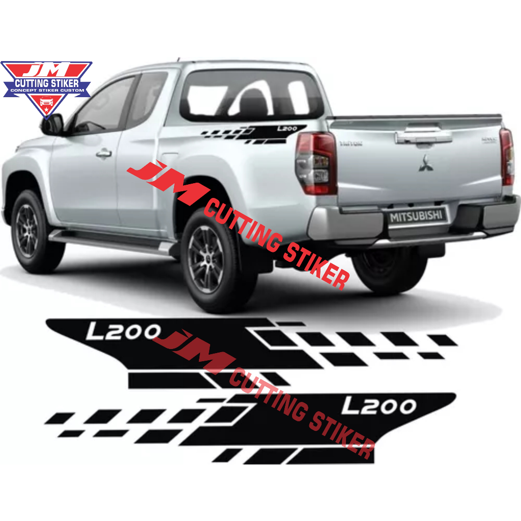 Stiker mobil double cabin triton l200 cutting stiker body samping bak triton