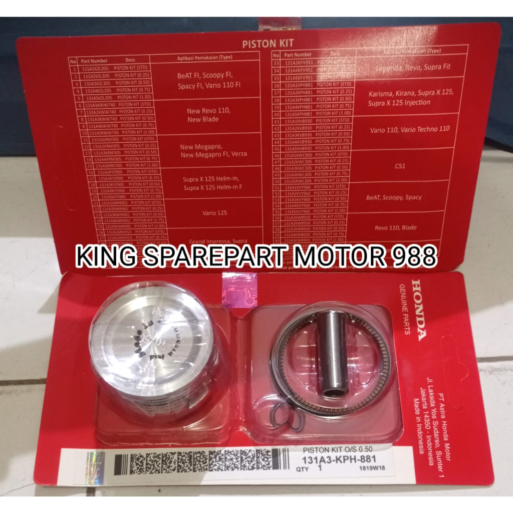 PISTON KIT RING SEHER KARISMA SUPRA X 125 STANDAR OS 25,OS 50,OS 75 ,OS 100 KPH