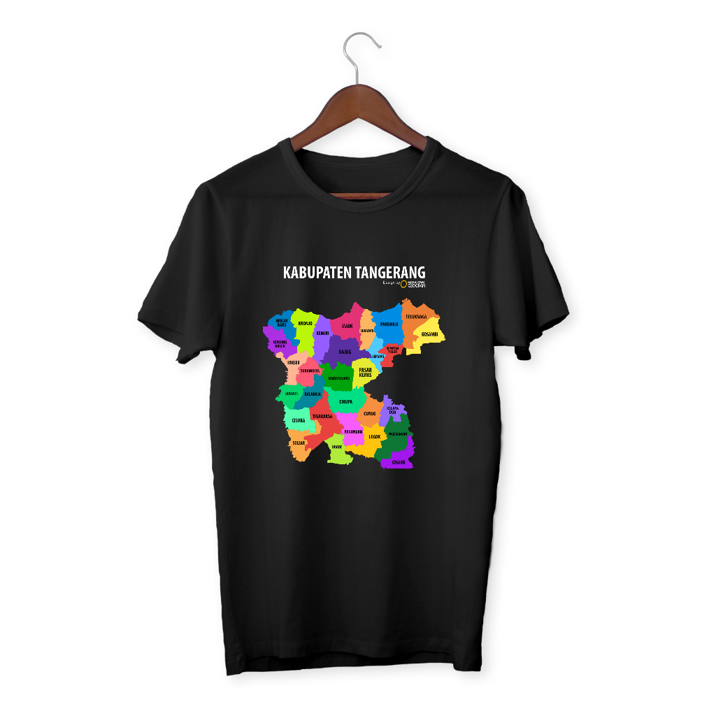 Kaos Peta Kabupaten Tangerang, Banten - Tshirt Map by Mahasiswa Geografi