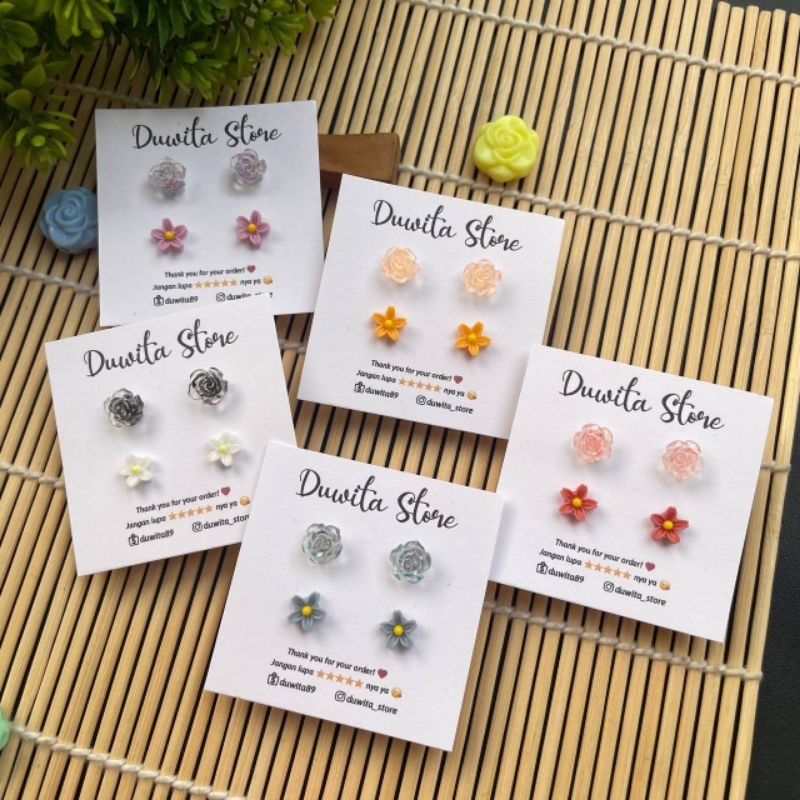 HANDMADE ANTING TUSUK PLASTIK ANAK/DEWASA MOTIF MAWAR MINI (BUNDLE)