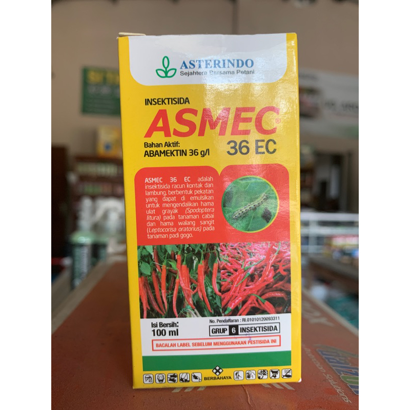 Insektisida ASMEC 36EC kemasan 100ml berhadiah kaos bahan aktif abamektin 36g/l