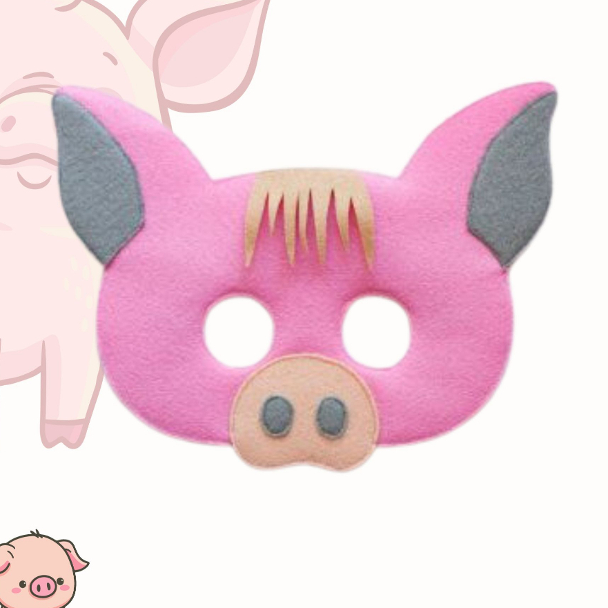 BDG craft Topeng flanel motif babi lucu warna pink PIG animals haloween