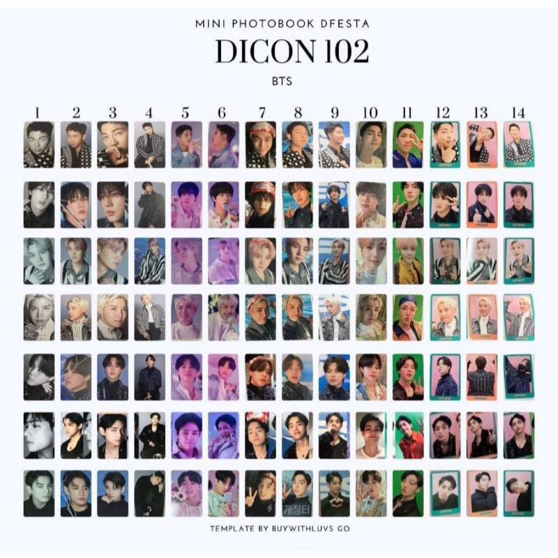SHARING OFFICIAL PHOTOCARD DICON 102 BTS (RM, Suga , J-Hope)