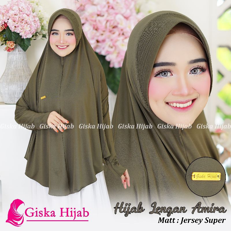 Hijab Lengan Pad Jumbo Kerudung Tangan Instan Terbaru Amira