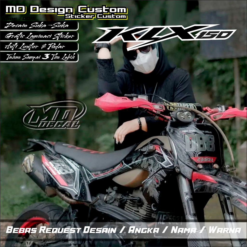 0015 Sticker Decal KLX 150 BF / G full Body Samurai Terbaru - Stiker Decal KLX 150 BF full Body - St