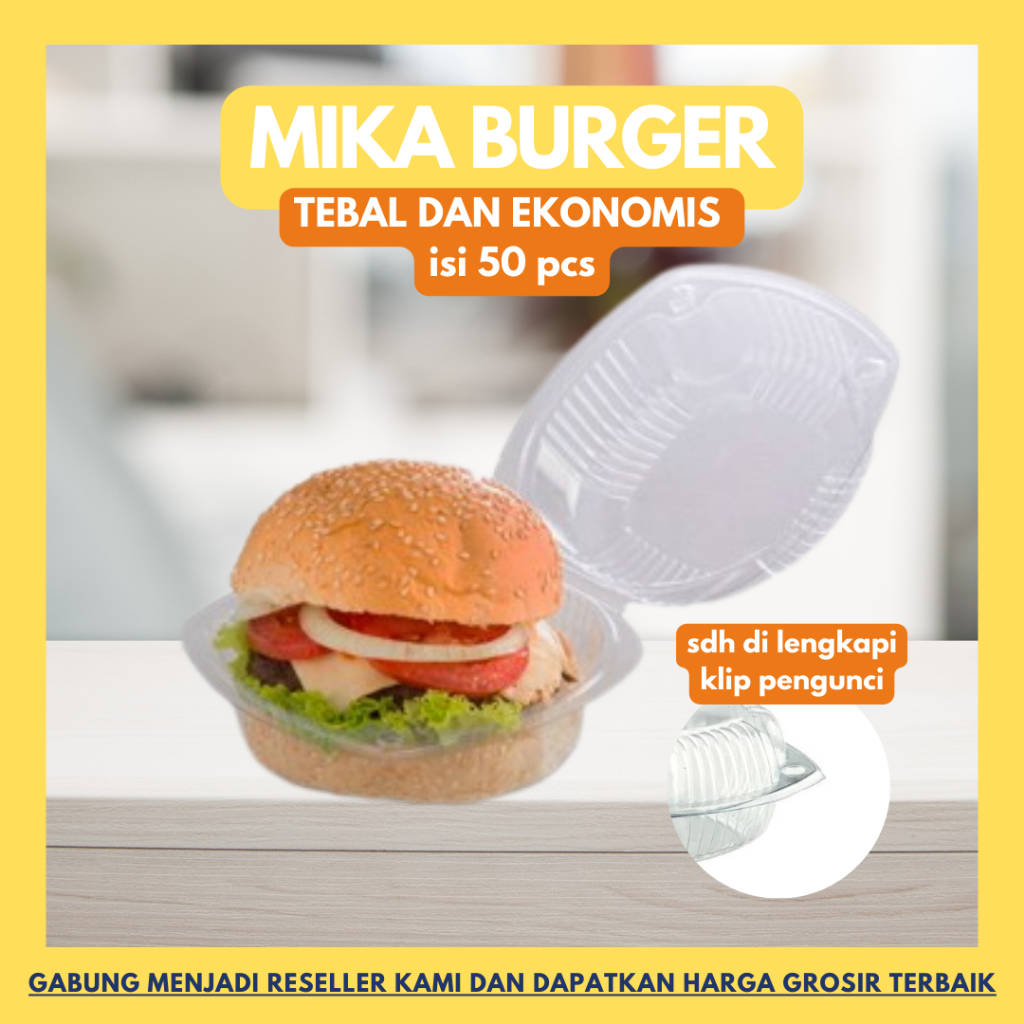 Mika Plastik Burger isi 50 pcs/Mika Bulat/Tempat Donat