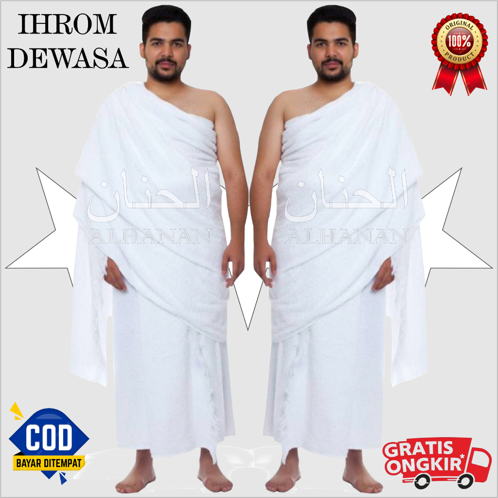 ALHANAN SATU SET KAIN IHRAM UMROH HAJI PRIA DEWASA