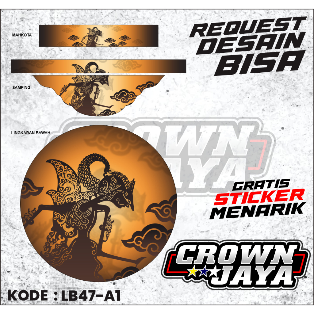 Stiker Decal Tebok Lovebird BNR - Dekal Stiker Sangkar Tebok Bulat Lovebird Motif Wayang Variasi Hol