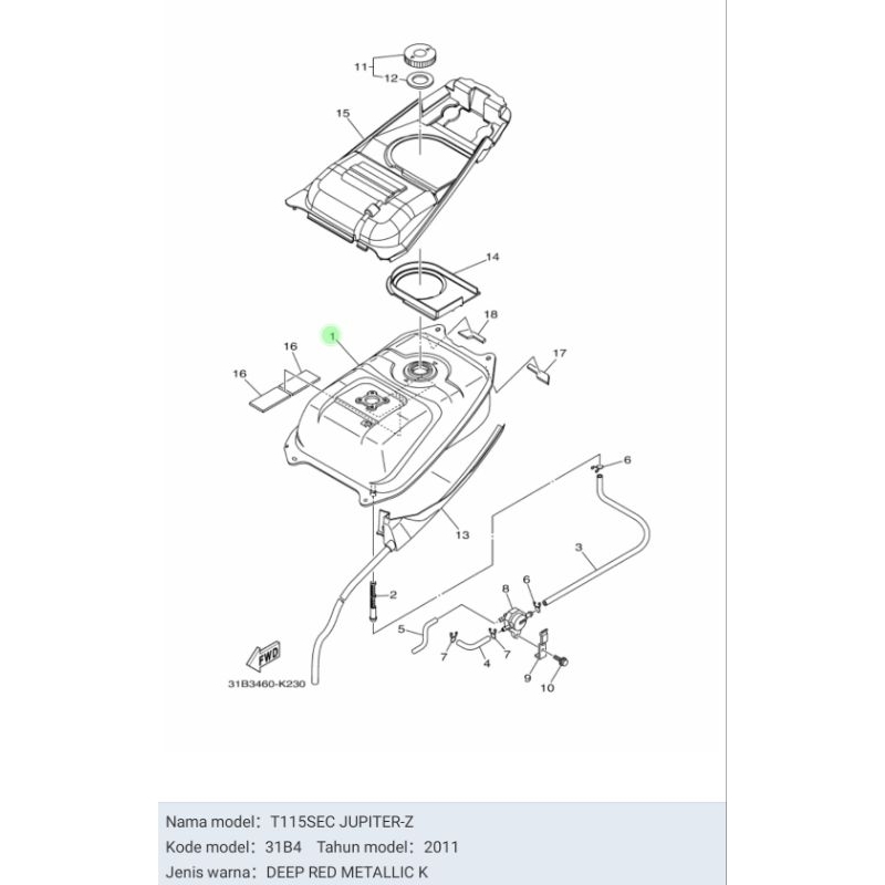 TANGKI TENGKI JUPITER Z NEW ROBOT ASLI ORI YAMAHA 4D7 F4110 10