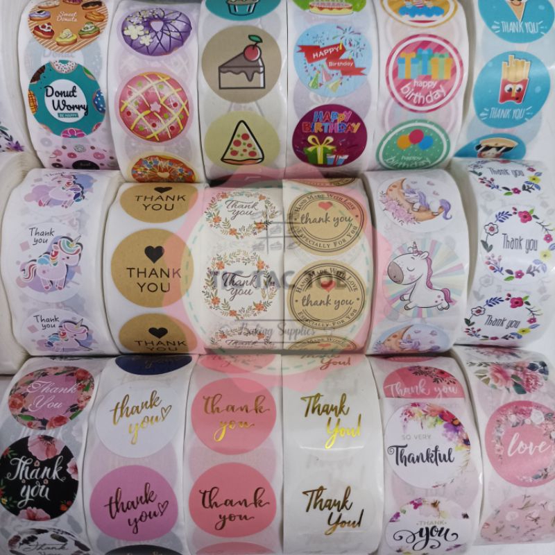 

Sticker Thank You 500pcs / Stiker Terima Kasih / Stiker Roll Kue / Stiker Donat