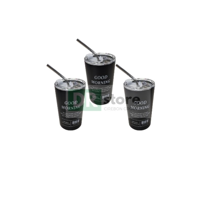 tumbler aesthetic coffe cup good morning / tumbler stainless / termos panas dingin