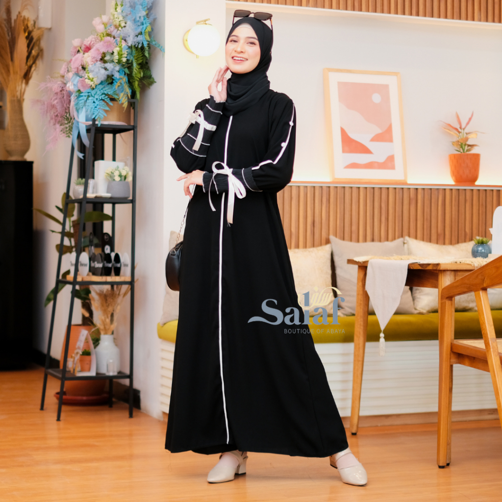 Gamis Hitam Abaya Turkey Bahan Kain Saudi-4