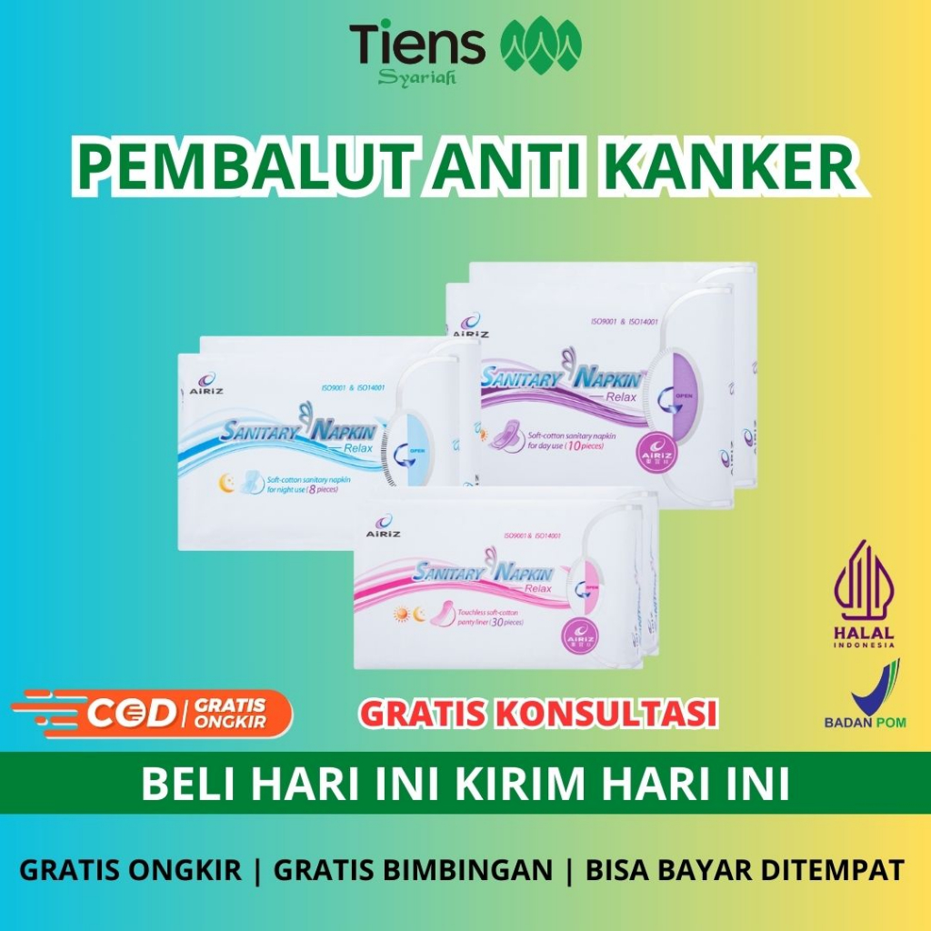 AIRIZ TIENS PEMBALUT HERBAL SEHAT AIRIS SANITARY NAPKIN PANTYLINER, USE DAY, NIGHT PROTEX MALAM OXYG