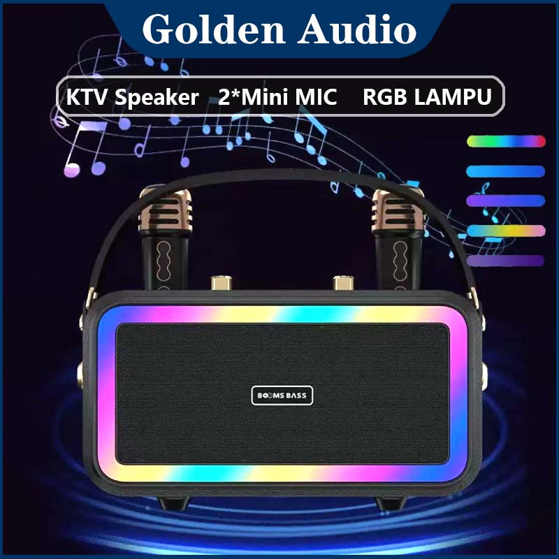 【Ori】Speaker Bluetooth ukuran sedang BOOMS BASS M3201+ /RGB lampu 2*MIC/Speaker Portable Outdoor Wir