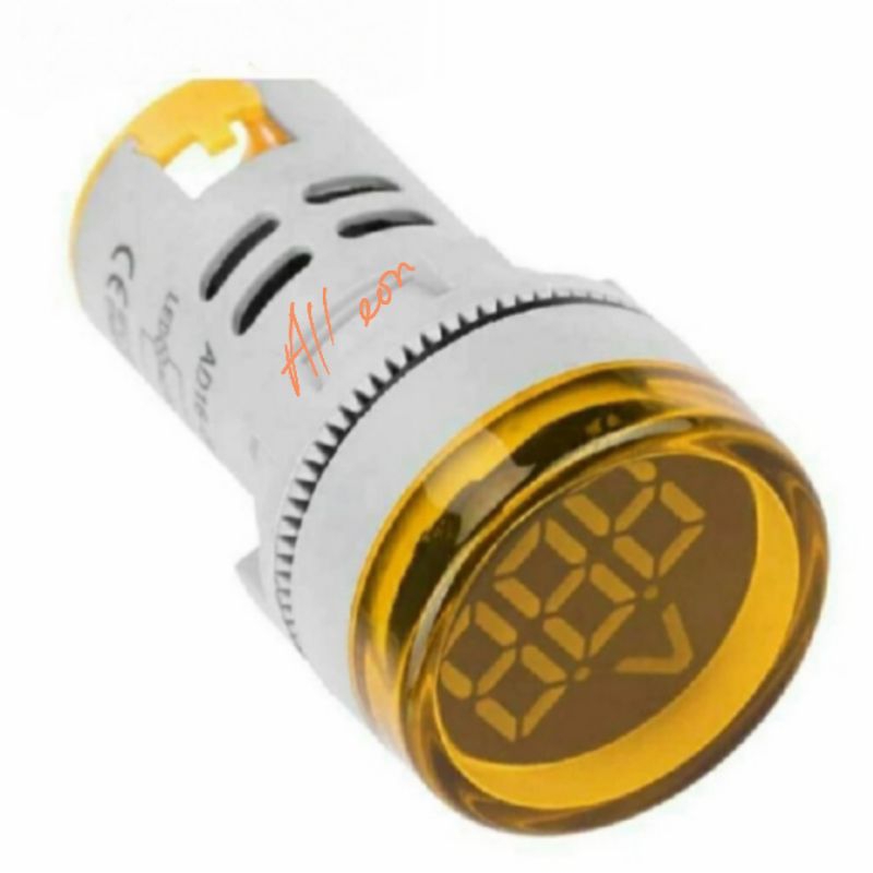 PILOT VOLT METER YELLOW ROUND 22MM / INDICATOR LAMPU DIGITAL BULAT 220VOLT