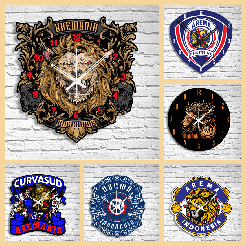 Jam Dinding Arema Indonesia Poster Aremania Lampu tidur aremanita walldecor arema Hiasan dinding klu