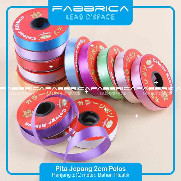 

Fabbrica - Pita Kado 2 cm Polos Pita Jepang 3/4 inch per roll Panjang 12 meter Pita Peresmian Buket Hampers Parsel