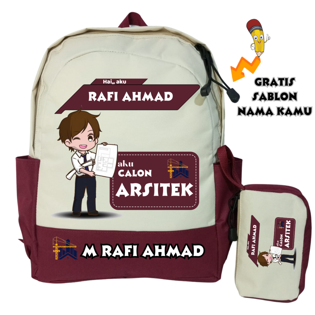 Tas Ransel Sekolah  Anak TK SD Cita-cita Arsitek  / Tas Profesi Arsitek / Tas BackPack Sekolah Anak 