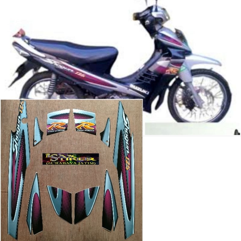 Striping Original Suzuki Shogun 125 R silver ungu tahun 2004 2005