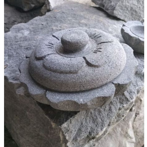 PROMO COBEK BATU ASLI MOTIF BUNGA SET TUTUP.  GRATIS 1 COBEK BUNGA 15CM