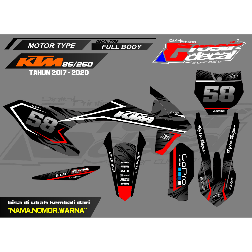 Decal Sticker KTM 250 2017 - 2022 Dekal Stiker KTM 250 Fullbody
