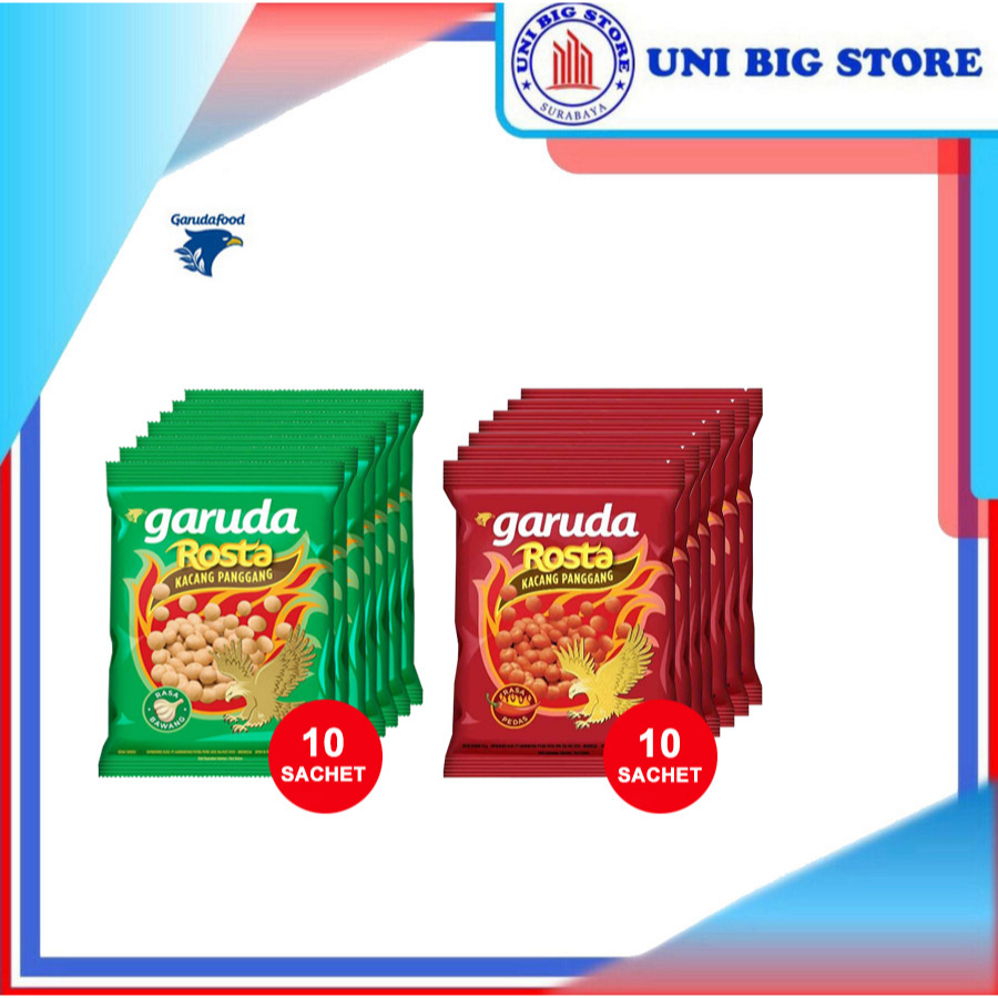 

Garuda Rosta Kacang Panggang Bawang | Pedas 11 gr x 10 pcs RENTENG Renceng