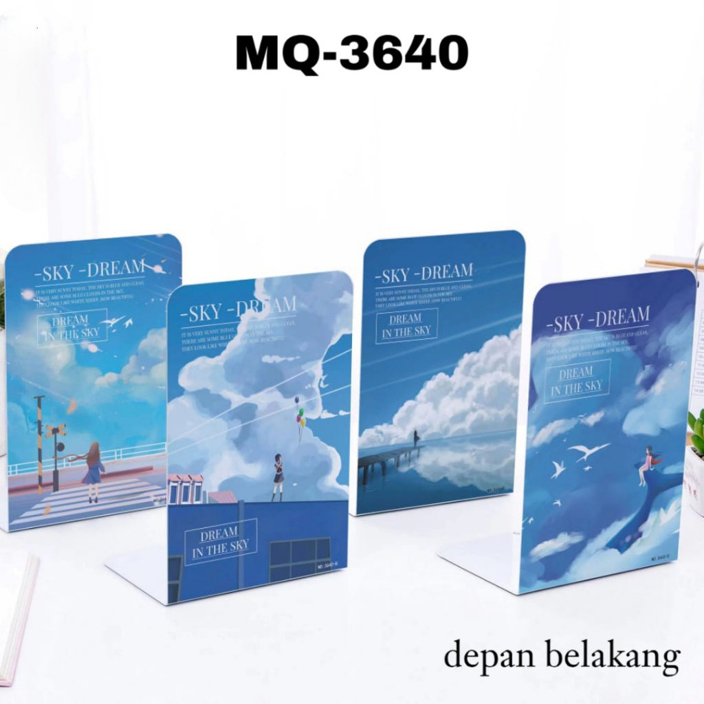 

MJ Book End seri MQ (1 set/2 pcs) / Pembatas Buku Besi / Pembatas Buku