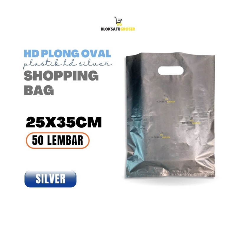 Plastik Shopping Bag Silver HD Plong 25x35 cm isi 50 lembar Kantong Masker Kantong Skincare