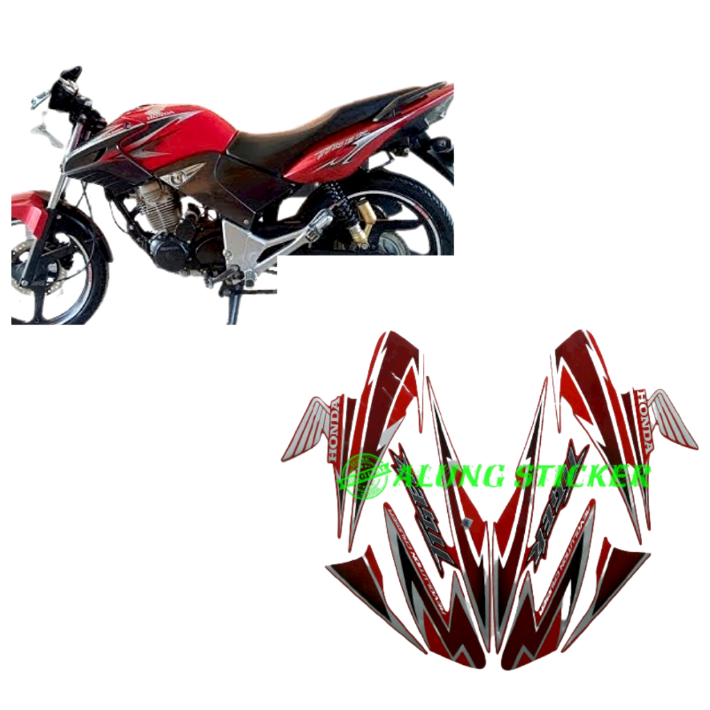STIKER STRIPING LIS LES BODY MOTOR HONDA TIGER REVO TAHUN 2012 WARNA MERAH 1SET STANDAR