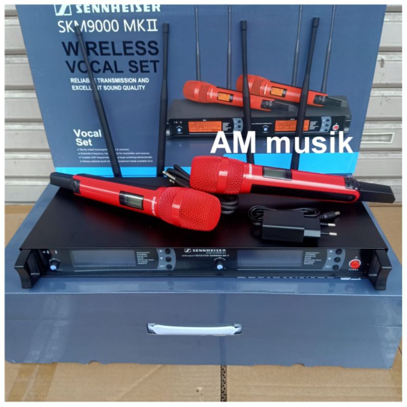 MIC WIRELESS SENNHEISER SKM9000 MK2 WARNA MERAH UHF 4 ANTENA SKM 9000 MK2