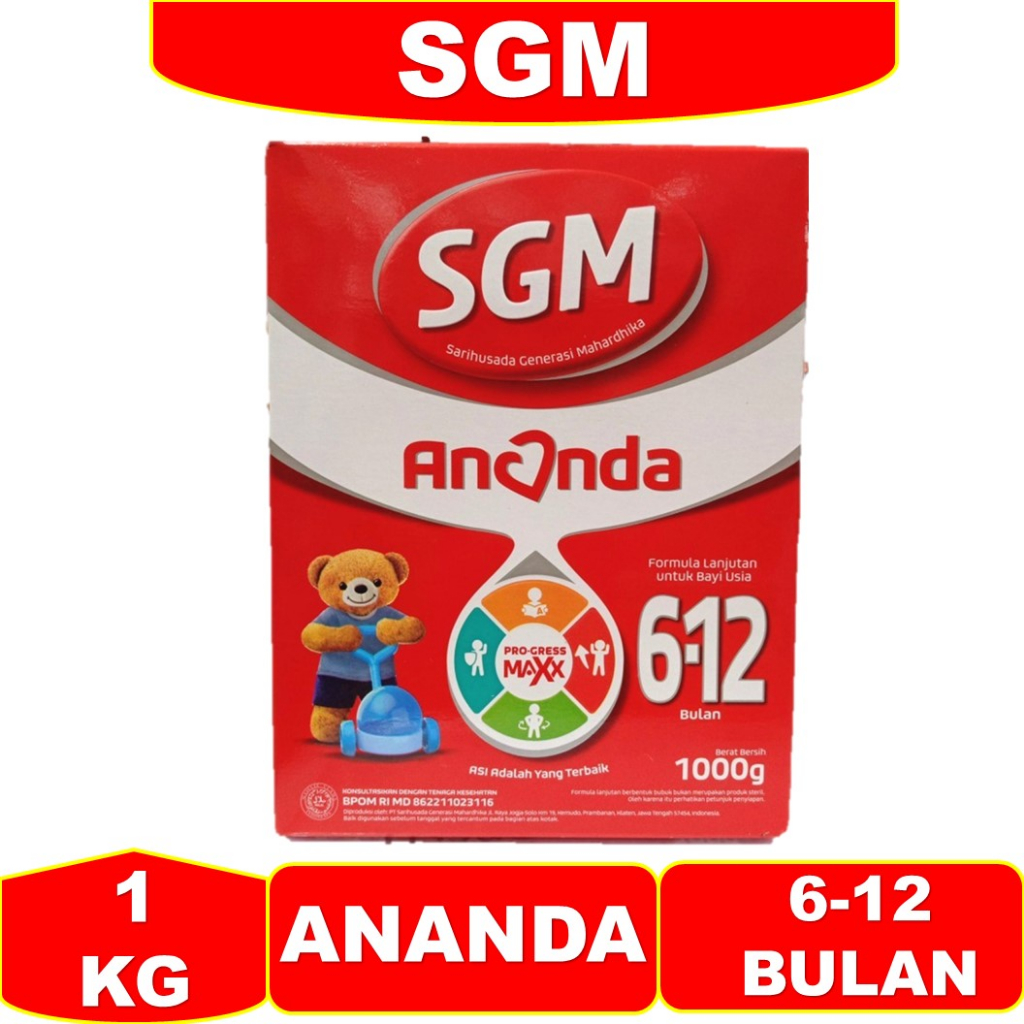 

SUSU SGM ANANDA 2 USIA 6-12 BULAN KEMASAN 1000GR SGM ANANDA 6-12 1KG