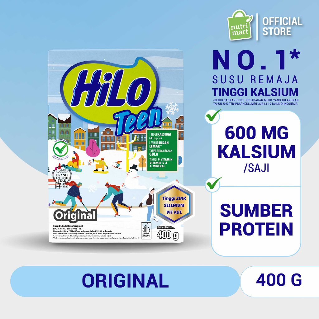 

HiLo Teen Original 400g - Susu Tinggi Kalsium Lebih Rendah Lemak