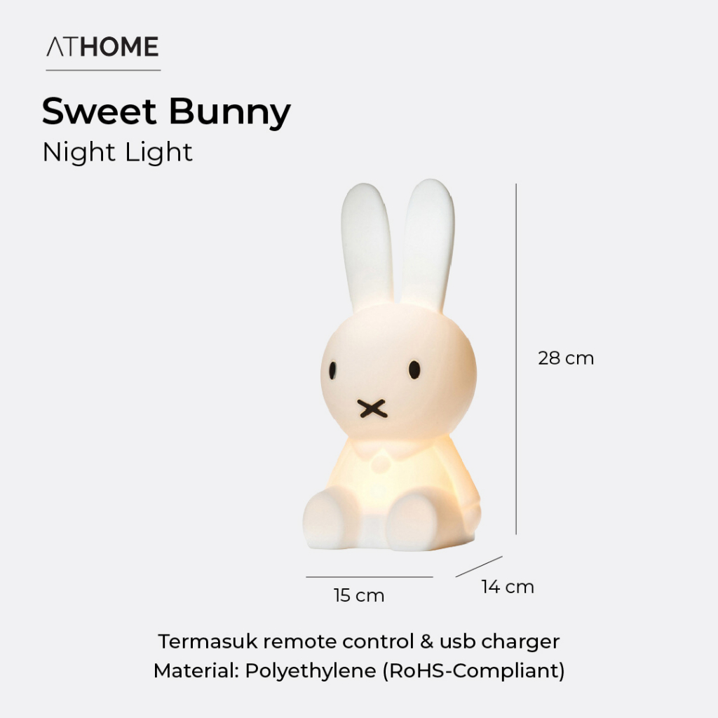 big sale athome sweet bunny night light / lampu tidur led kamar anak lucu pakai remot