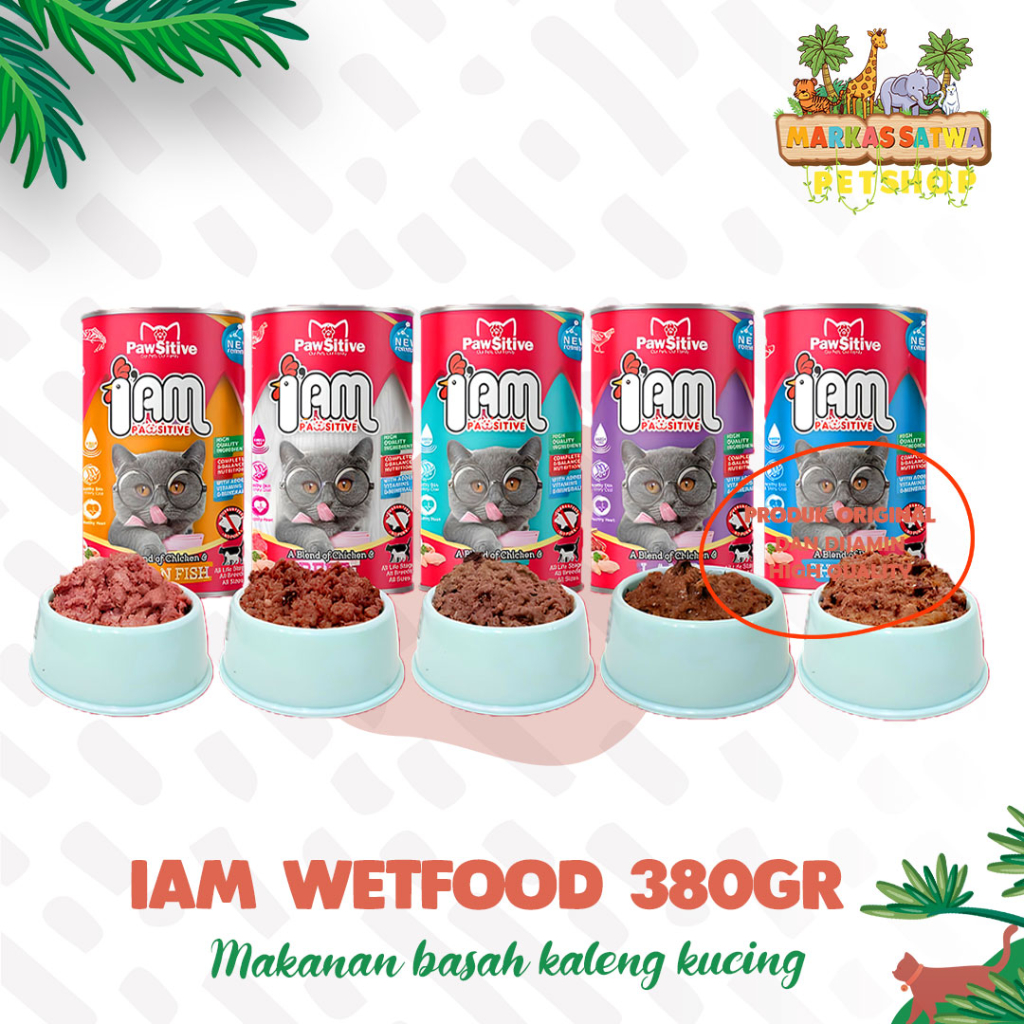 Makanan kucing basah Iam Pawsitive kaleng 380gr - Makanan kucing kaleng termurah