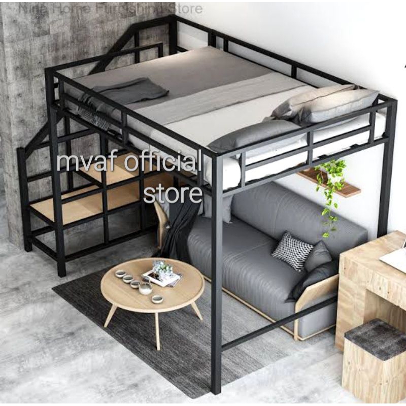 Mezzanine ranjang tingkat besi Minimalis loft upper bunk bed Simple Mewah murah costum