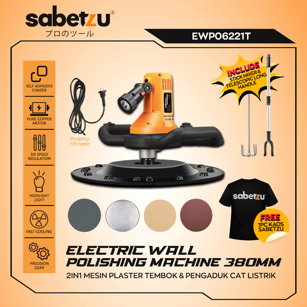 SABETZU Mesin Pengaduk Acian Plester Poles Lantai Dinding Semen Cat Mesin Acian Plester Perata Dindi