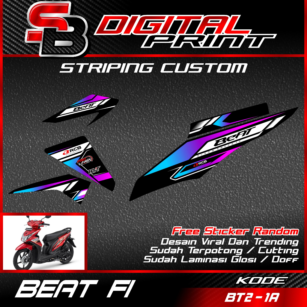 striping racing beat fi - sticker variasi beat fi motif racing bikin tampilan motor lebih keren